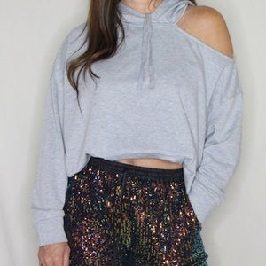 Grey Slouchy Cut Out Sweatshirt